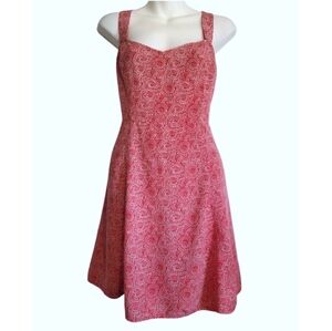 Pink Sleeveless dress Sweetheart Neckline sundress Paisley Floral lightweight
